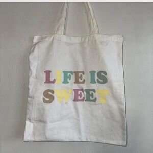 Life is Sweet Canvas Tote Bag - Multicolor
